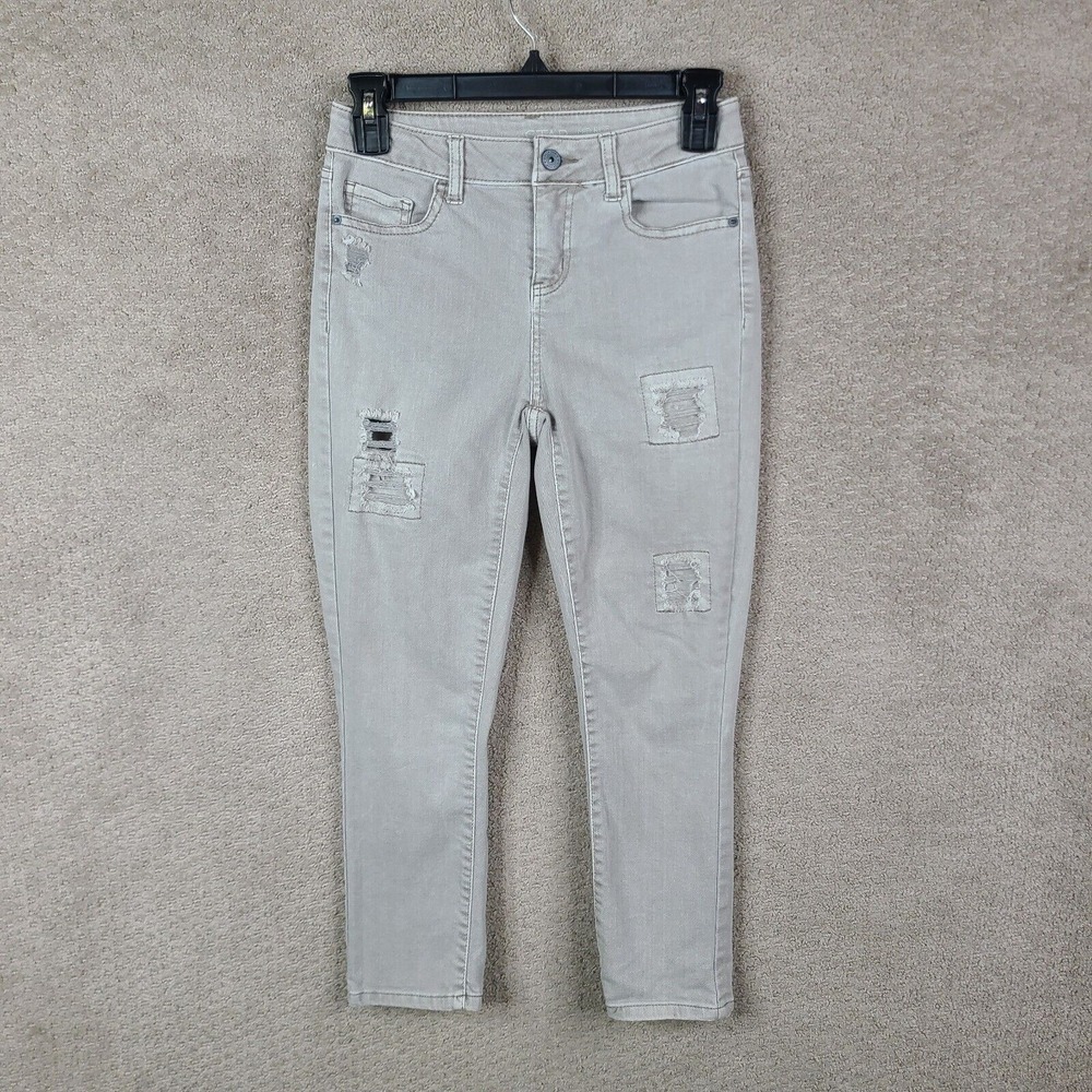 Vanilla Star Jeans Juniors 3 Mid Rise Crop‎ Skinny Gray Denim Stretch